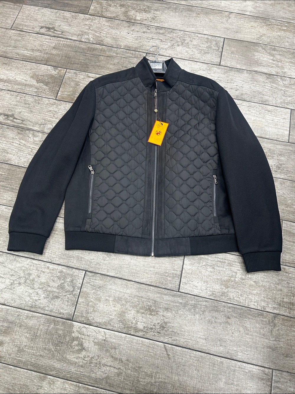Enzo Tovare Men's Quilted Front Bomber Jacket with zipper pockets NWT - tufted